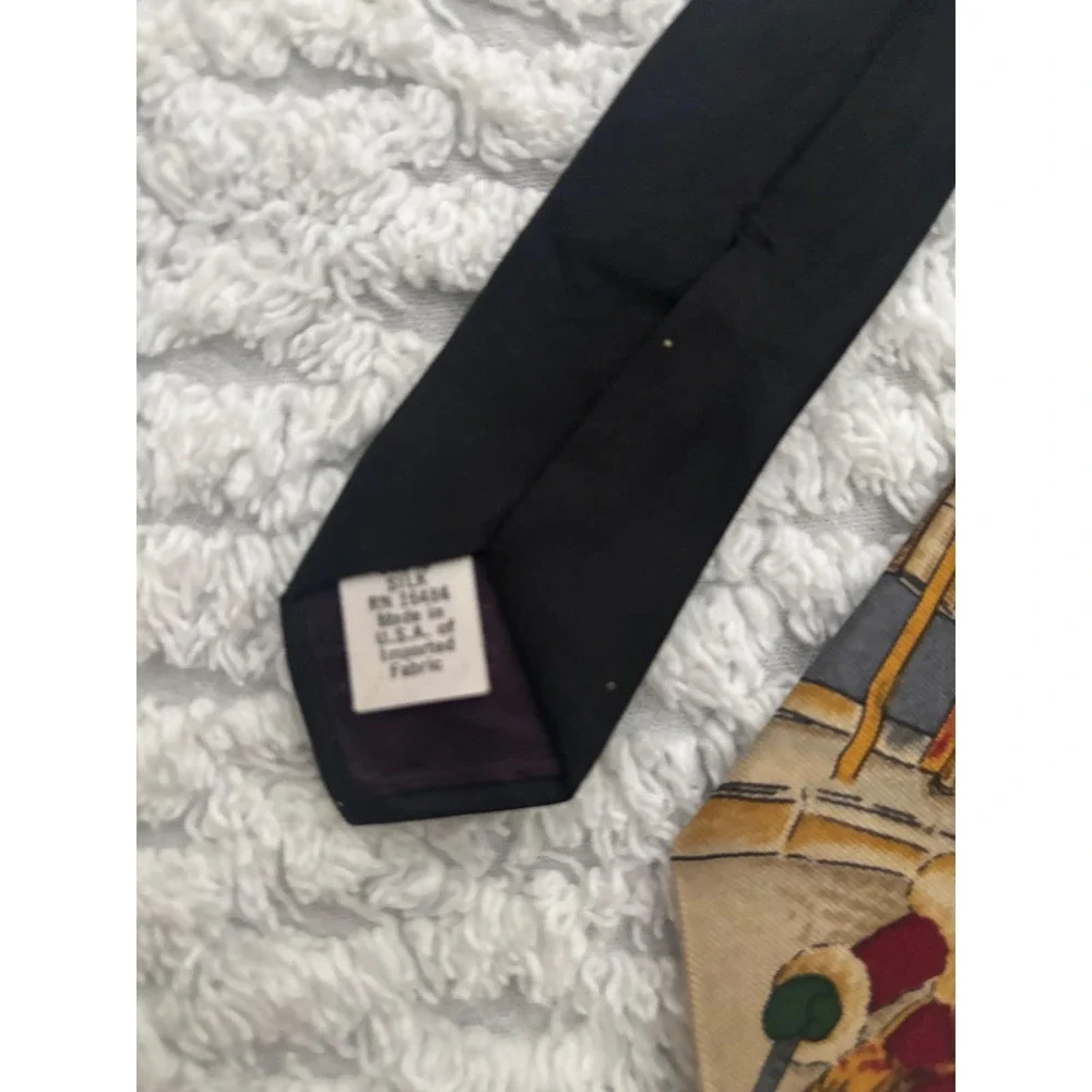 Mark Alexander Mens Silk Christmas Tie Santa Claus Village Black Holiday Necktie